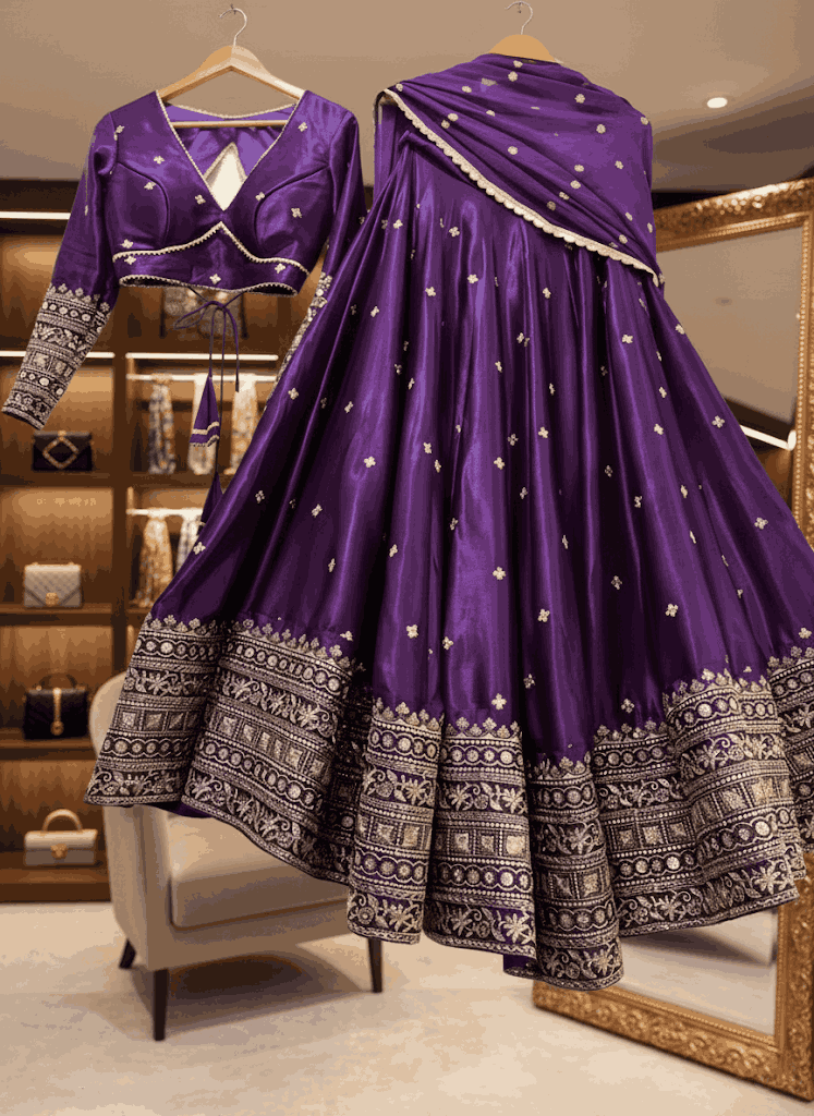 fancy work lehenga choli