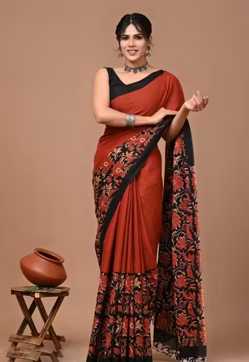 Soft cotton mulmu saree with blouse piece fabric