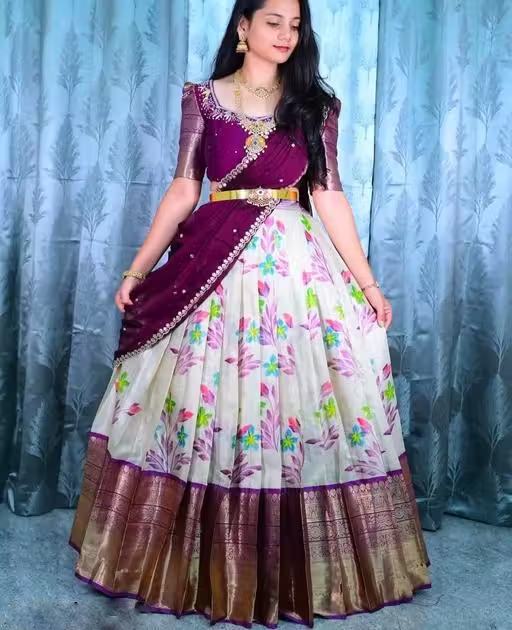 South Indian Pattu Lehnega Half Saree For Women And Girls